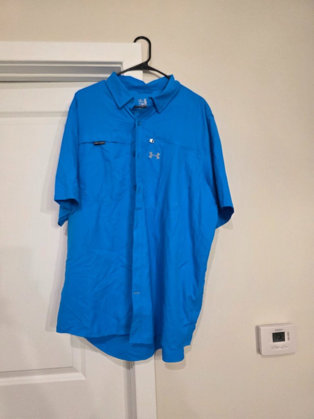 Under Armour Fish Hunter Short Sleeve Button-Down Fishing Shirt Blue Men's XXL /